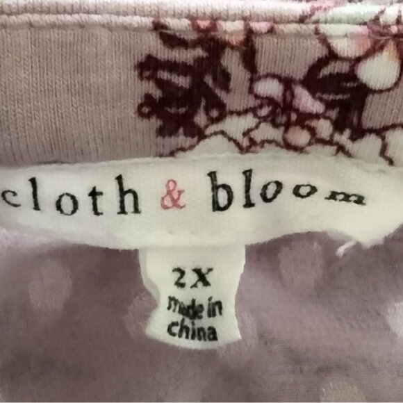 Cloth & Bloom Top Size 2X Floral Print Lace Detail Sleeveless Mauve Boho Blouse - Picture 9 of 11